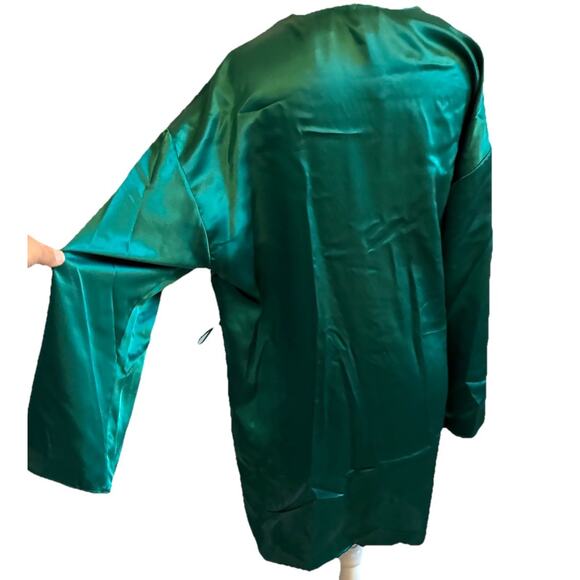 VTG Victorias Secret Emerald Green Robe Satin Lace Xmas 90s Sexy Gold Label OS - Picture 9 of 16
